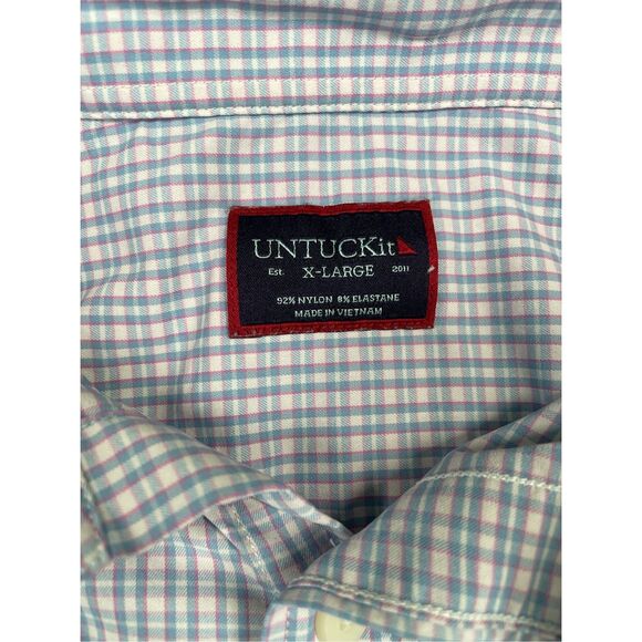 UNTUCKit Button Down Shirt Men‎ XL Blue Classic Check Plaid Long Sleeve Stretch - Picture 3 of 7